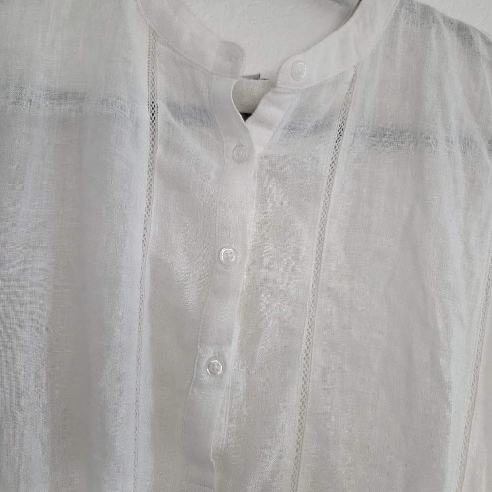 Rails Angelina White Lace Detail Dress Linen Rayon Womens Size Medium - Picture 7 of 12